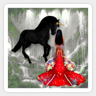 Magical Mermaid and Magical Black Unicorn Sticker